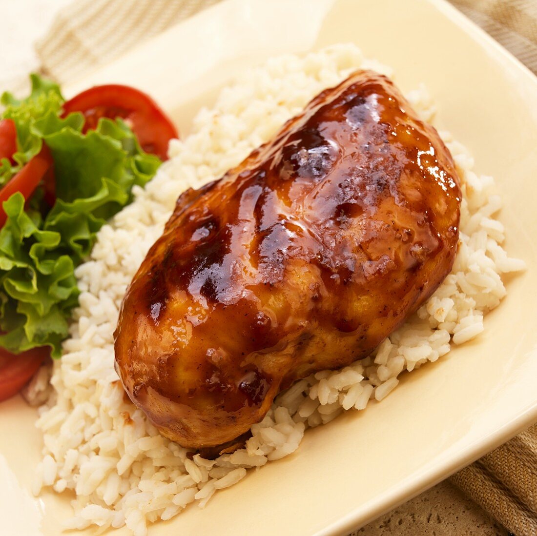 Grilled Barbecue Chicken over Rice