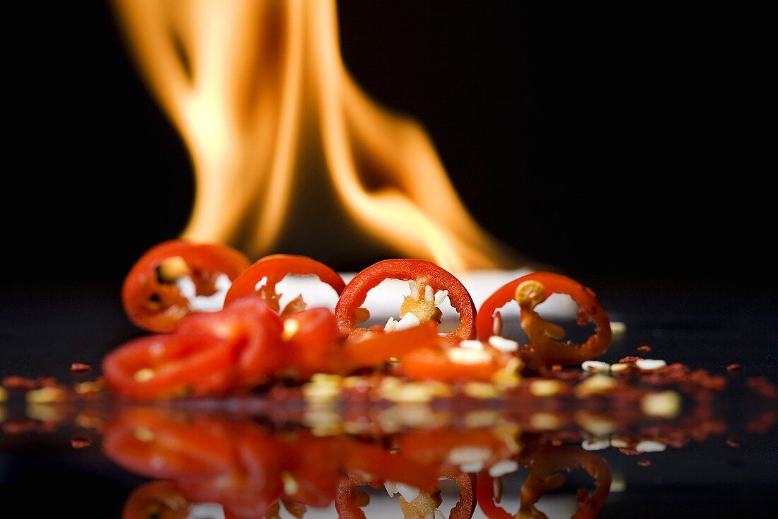 Chiliringe vor Feuer