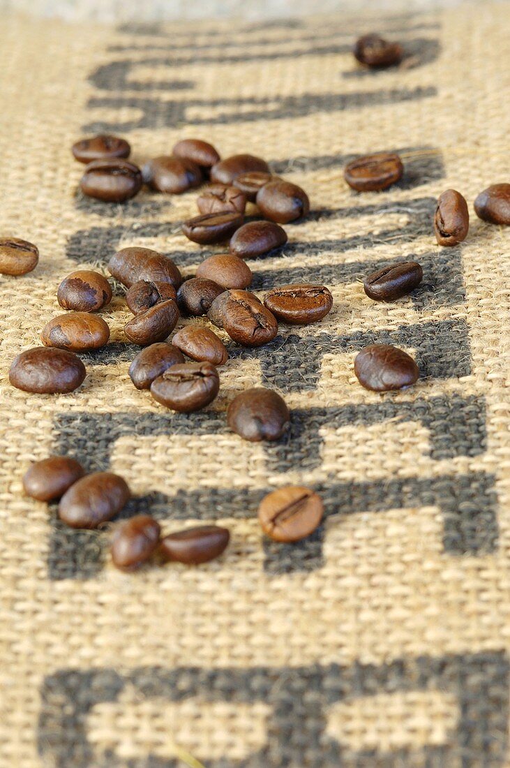 Roasted coffee beans, close-up