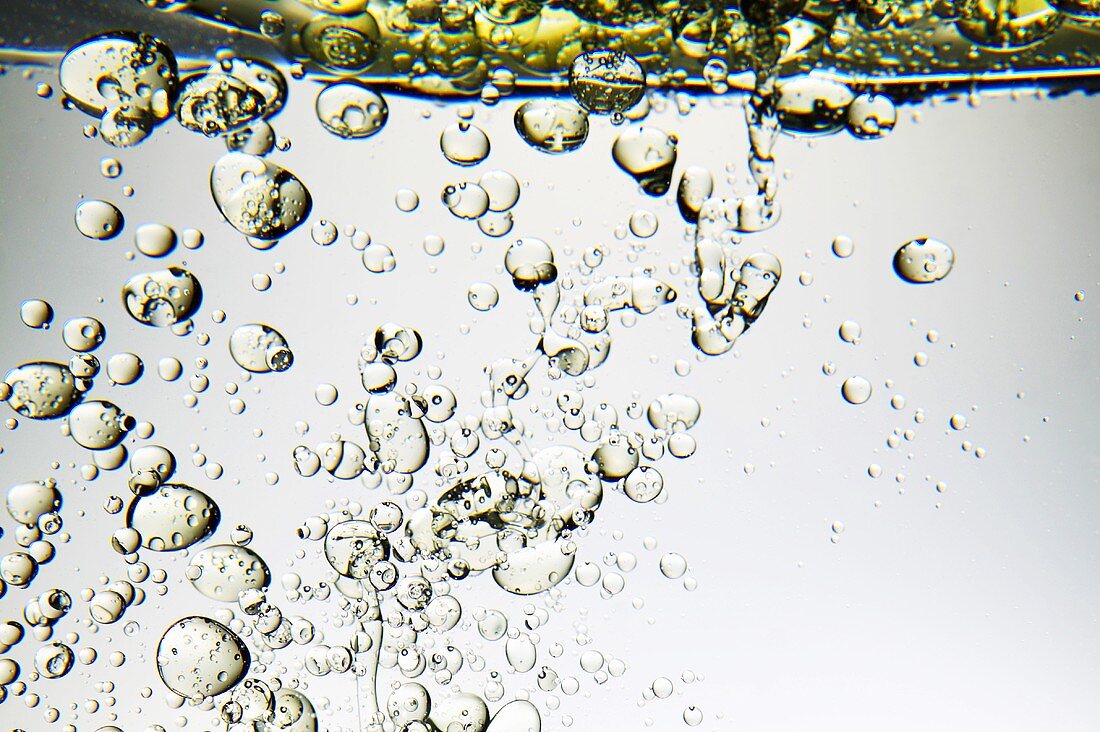 Oil drops in water, close-up
