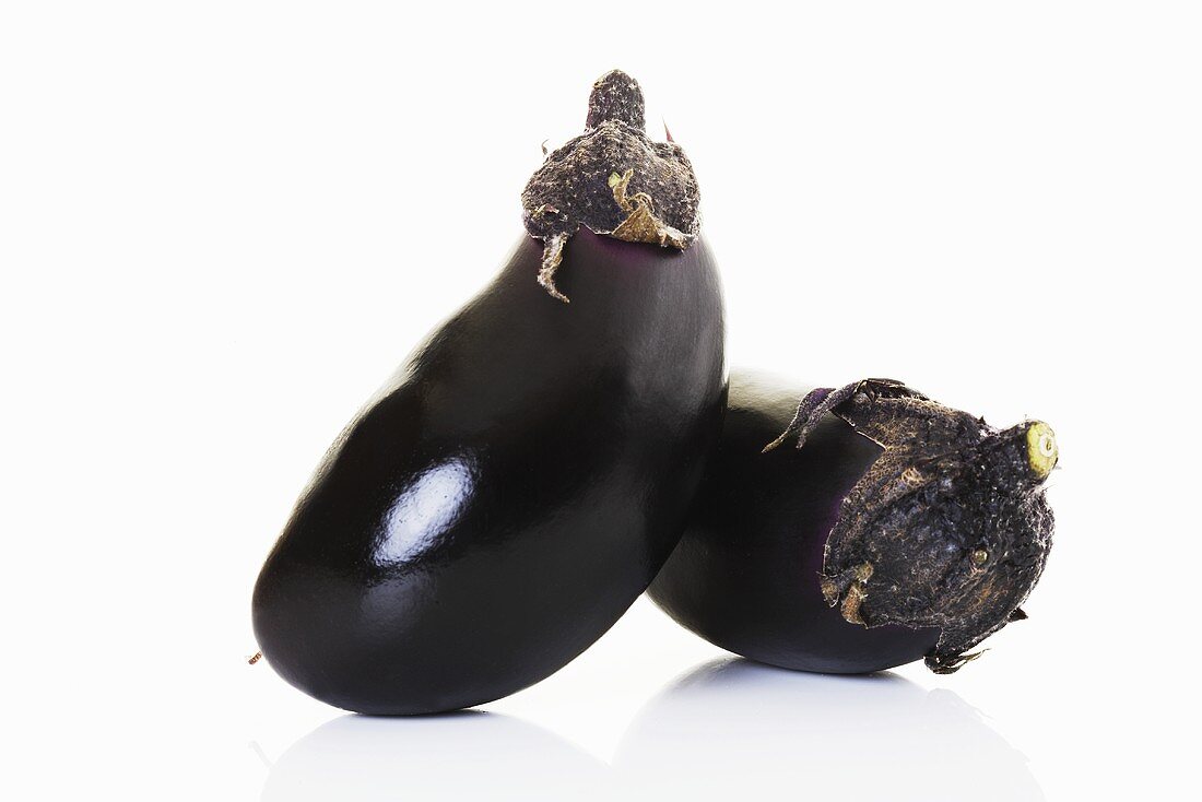 Two aubergines