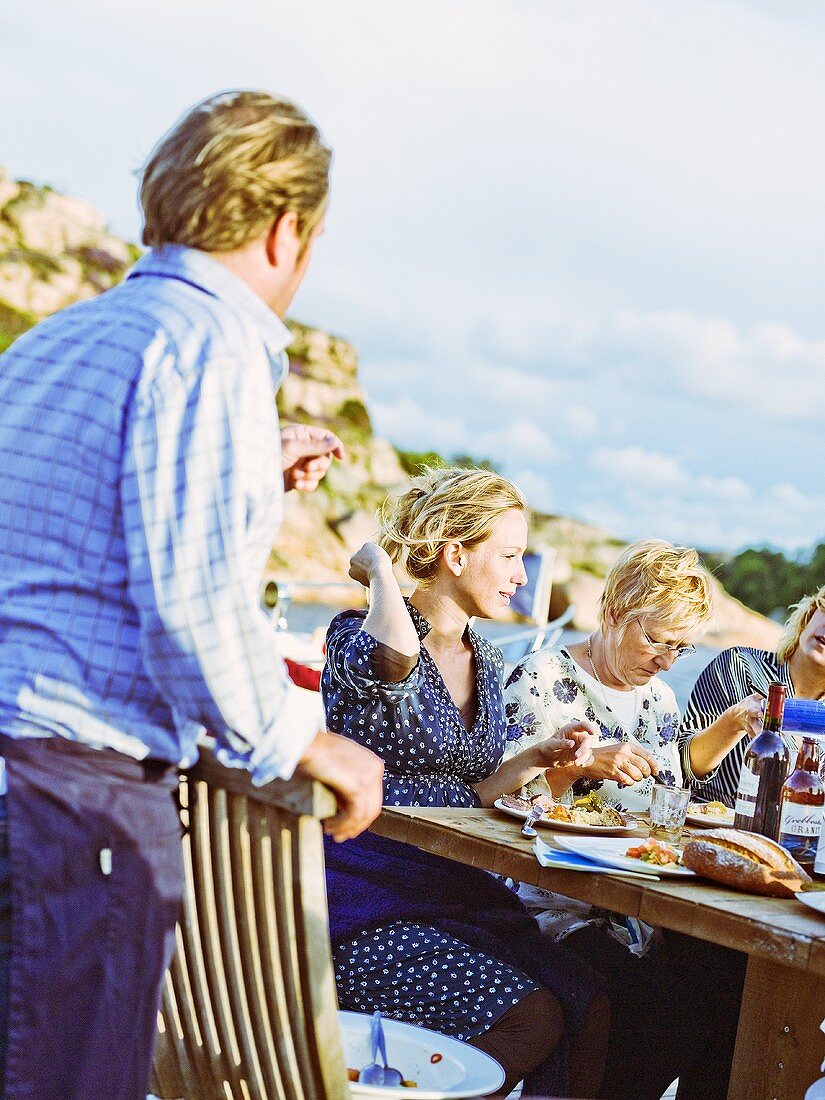 Dinner party by lake