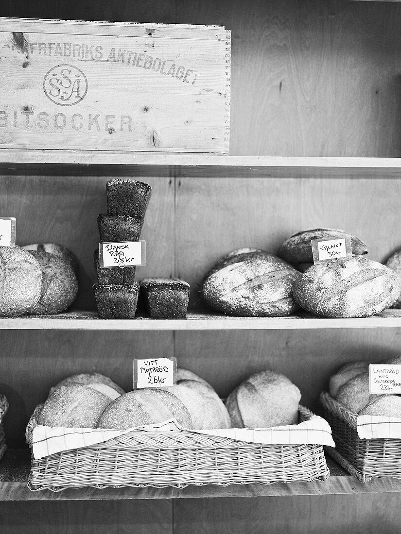 Bread in a Swedish baker's shop