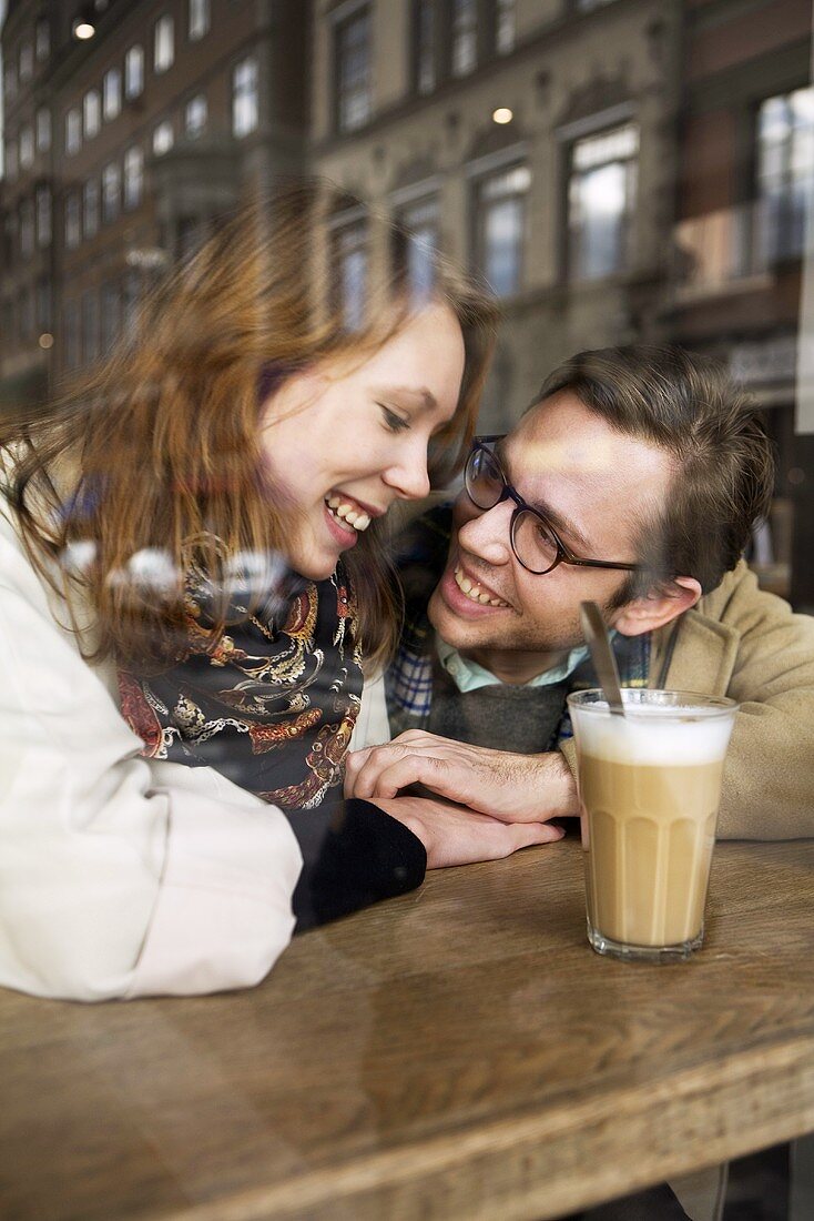 A couple in a café