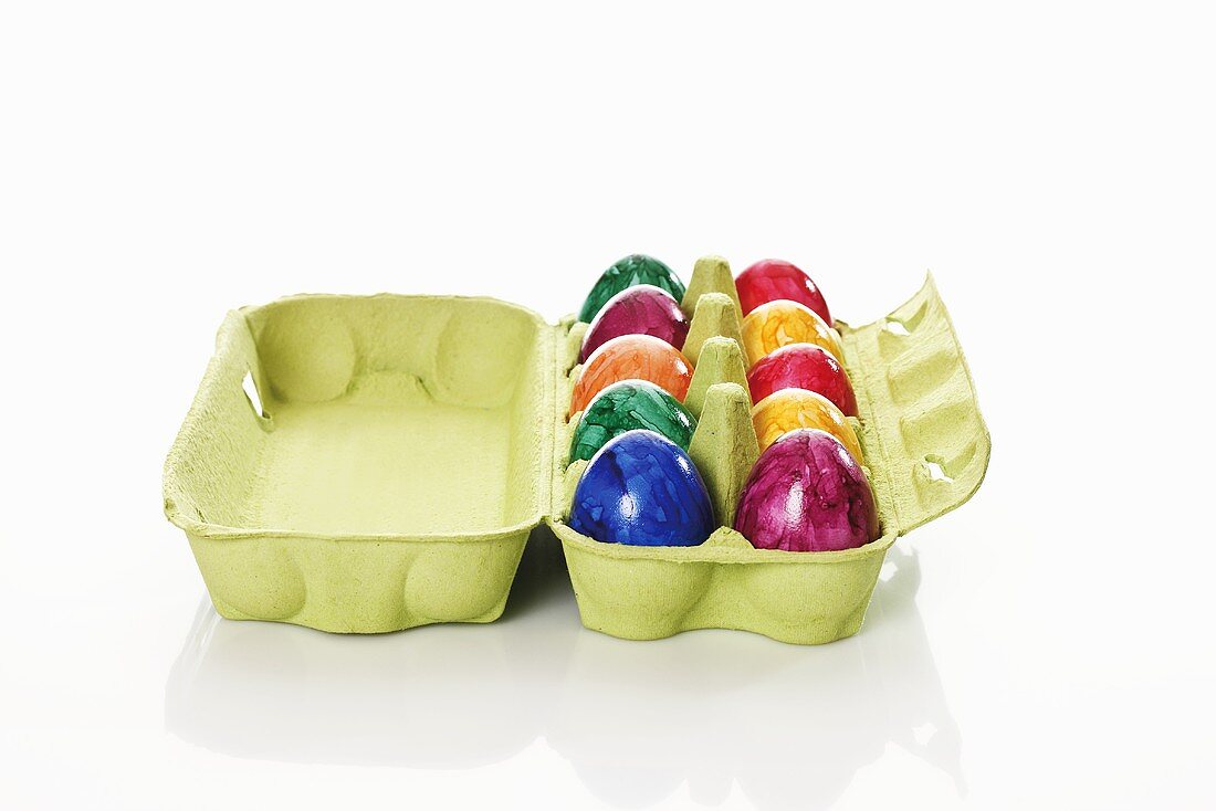 Easter eggs in egg box