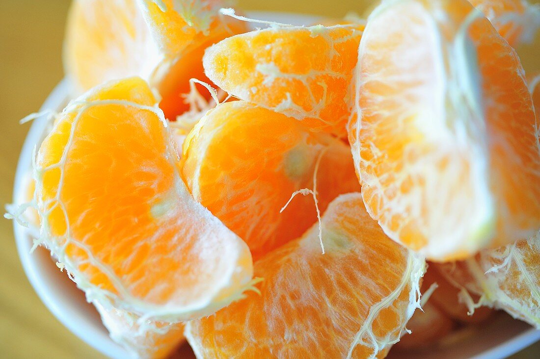 Mandarin orange segments in a dish