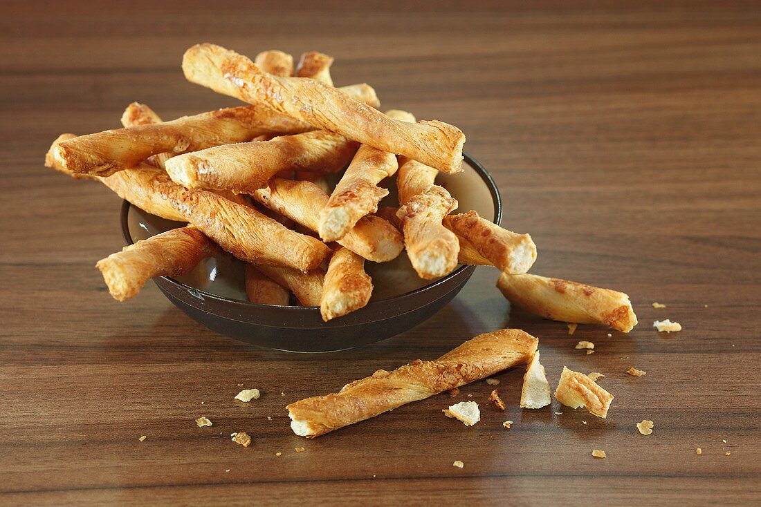 Cheese straws in a dish