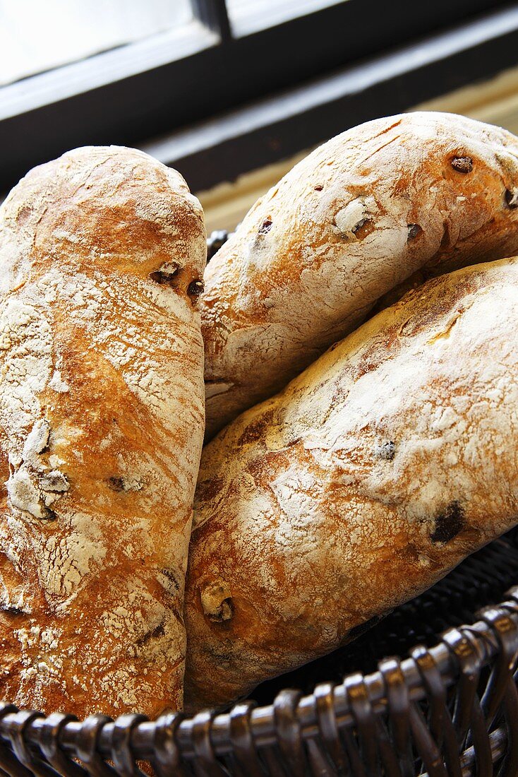 Kalamata Olive Ciabatta in a Basket