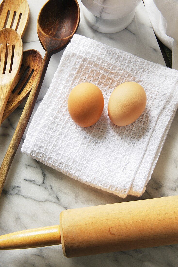 Brown Eggs and Baking Tools