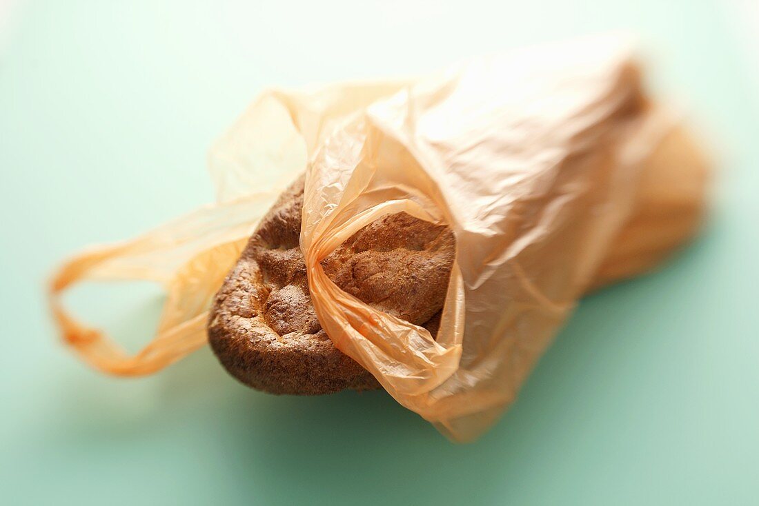 Flatbread in plastic carrier bag