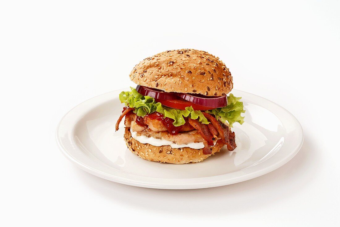 Chicken burger with bacon