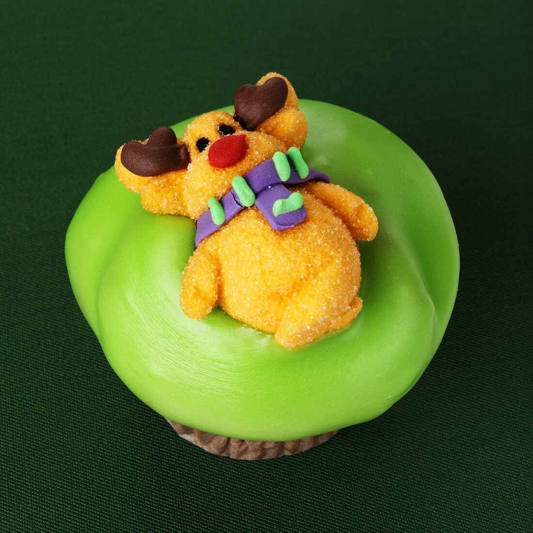 Cupcake with reindeer decoration