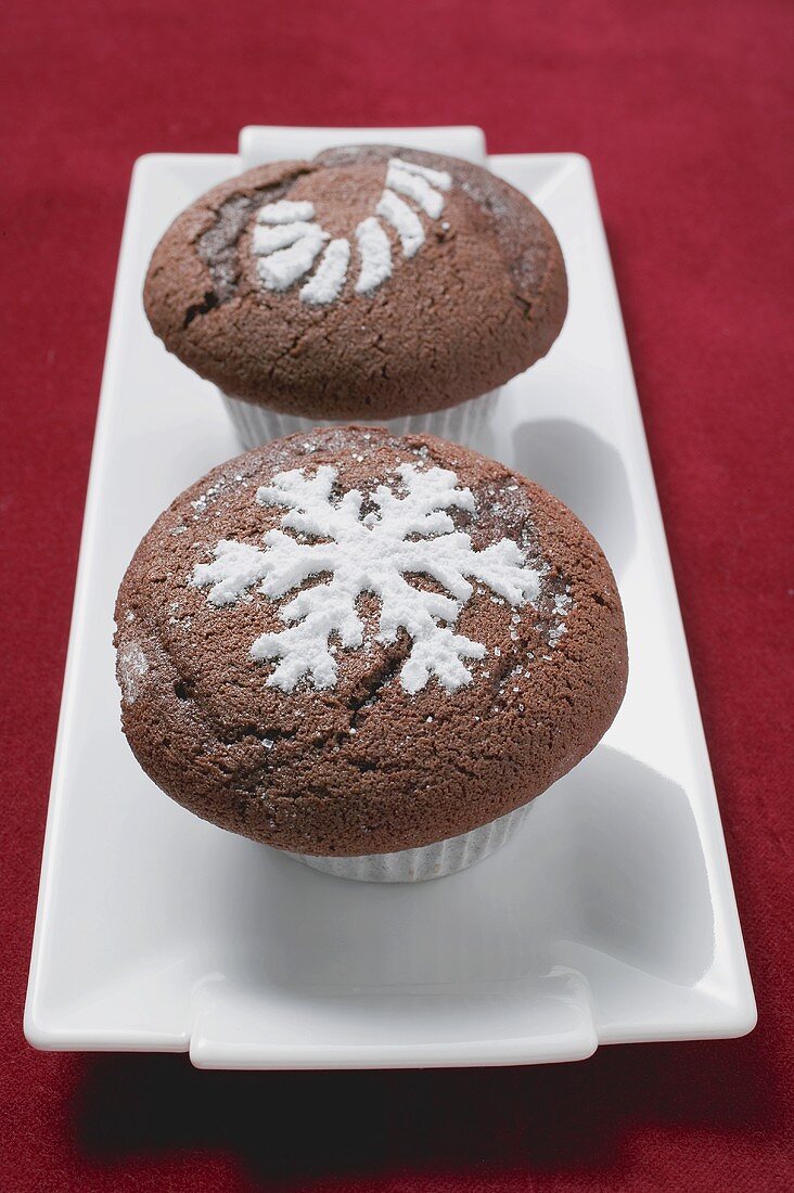 Two chocolate muffins for Christmas