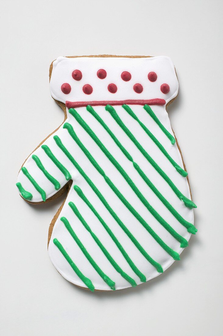 Iced Christmas biscuit (mitten)