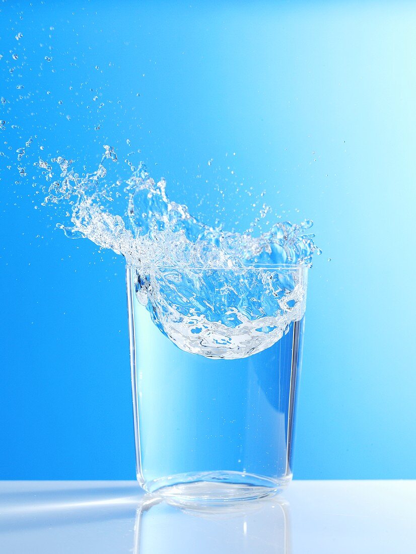 Water splashing out of glass