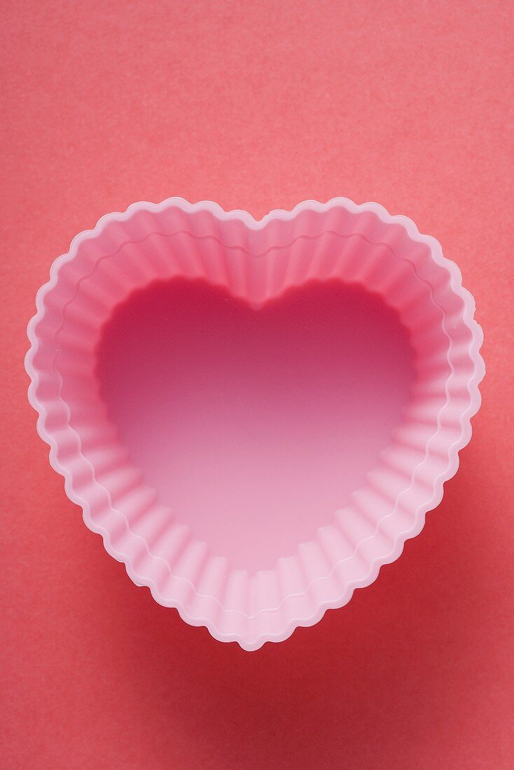 Heart-shaped baking dish from above