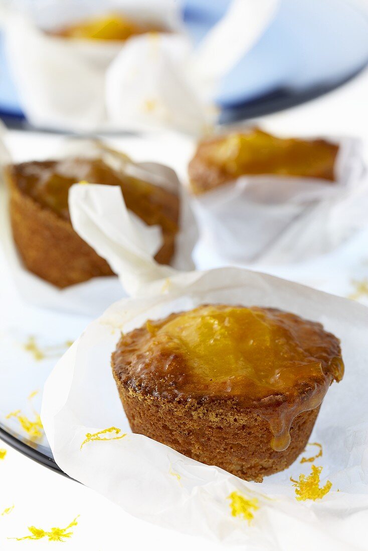 Orange muffins wrapped in paper