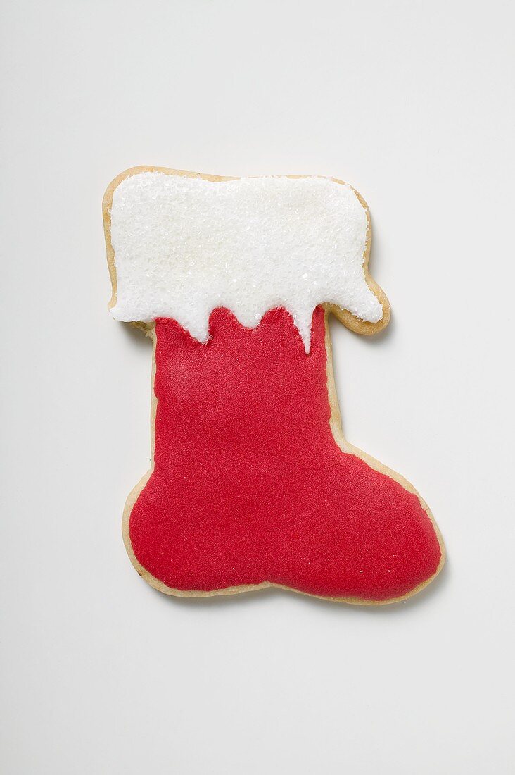 Christmas biscuit (boot with red and white icing)