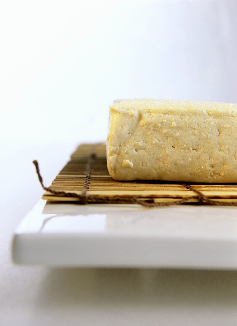 Tofu on bamboo mat