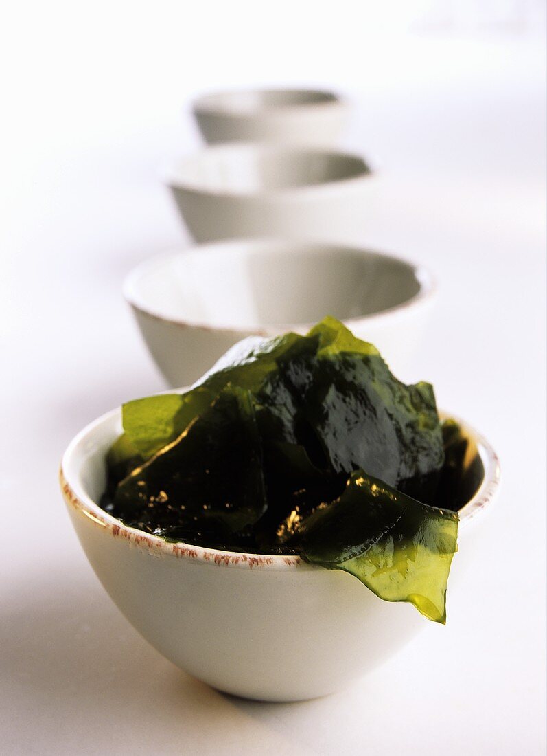 Seaweed in white porcelain bowl