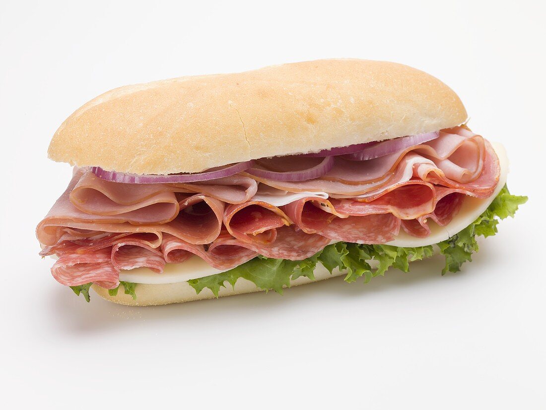 Ham, salami and cheese sub sandwich