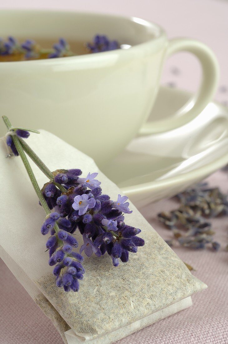 Lavender tea with lavender flowers