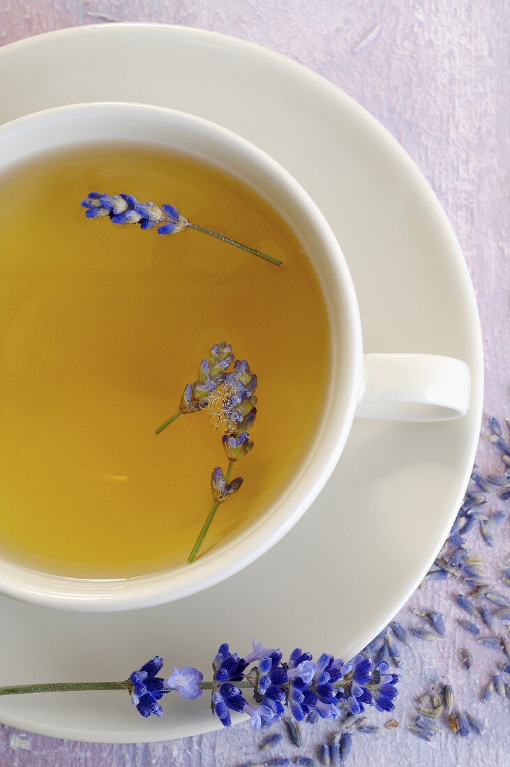 Lavender tea with lavender flowers