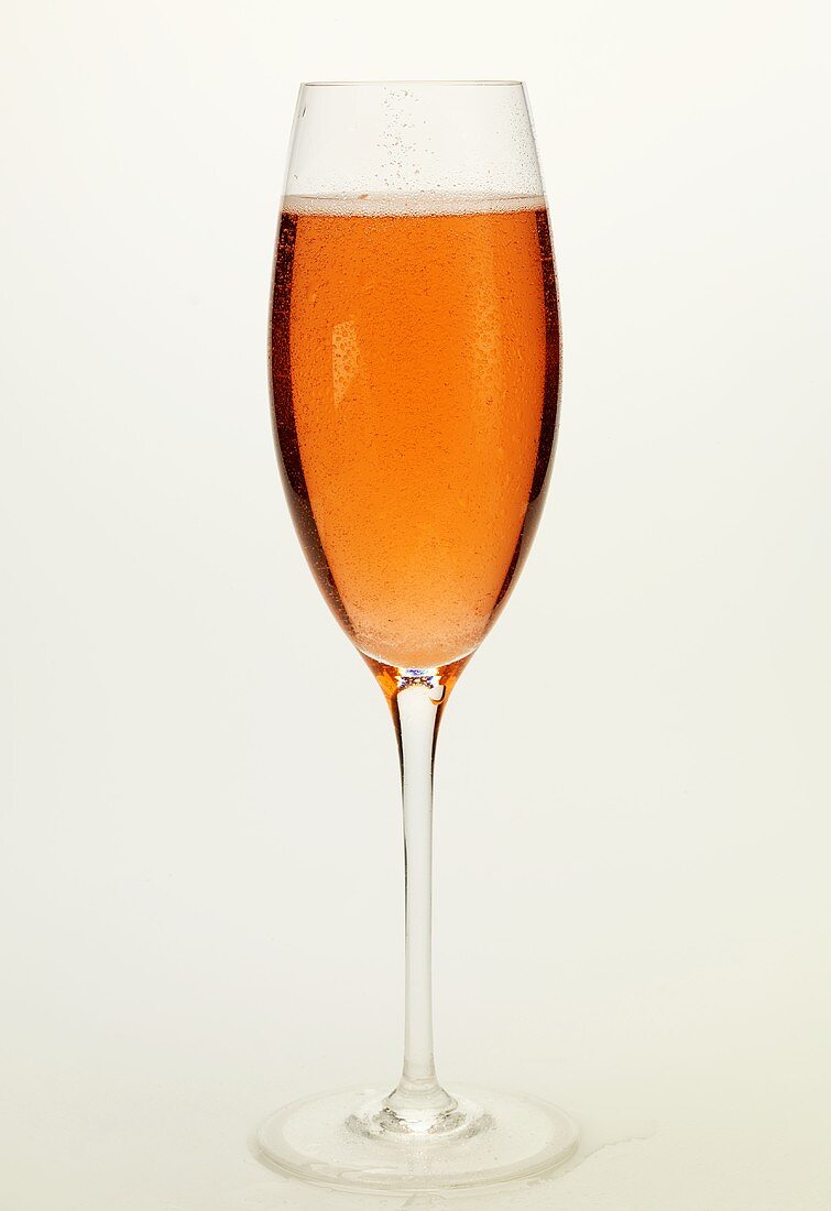 Glass of rosé champagne