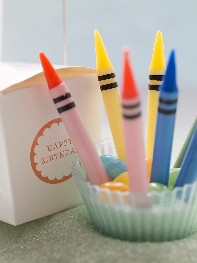 Crayon candles and birthday gift