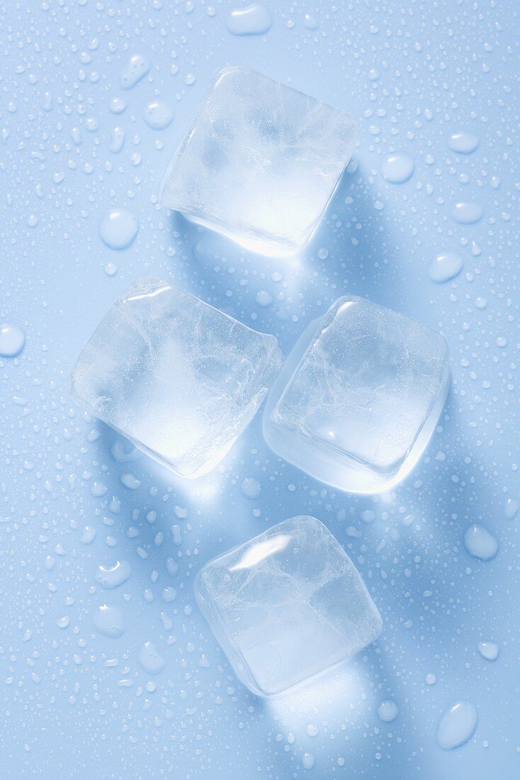 Four ice cubes from above