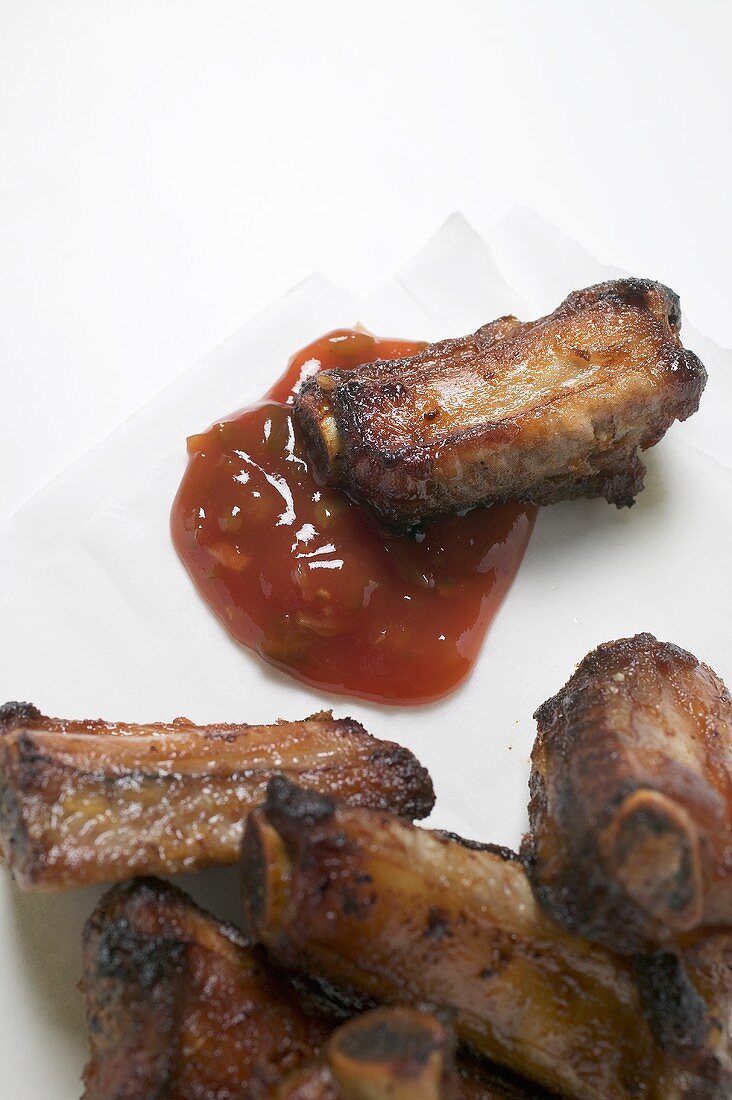 Roasted pork ribs with dip