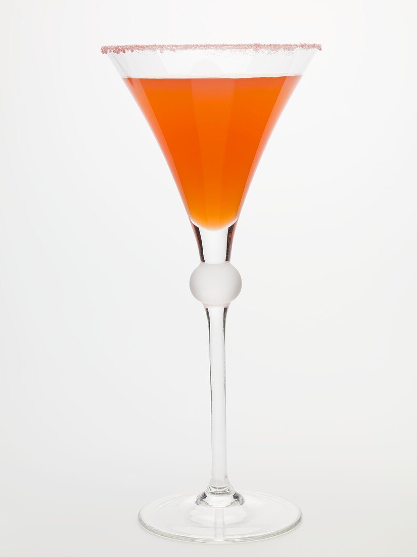 Strawberry drink in glass with sugared rim