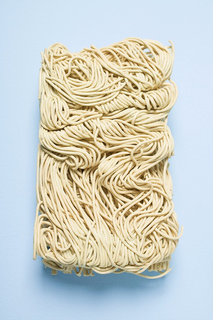 Egg noodles removed from the packaging