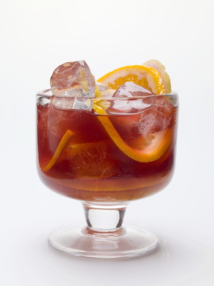 Sangria with orange slices in a glass