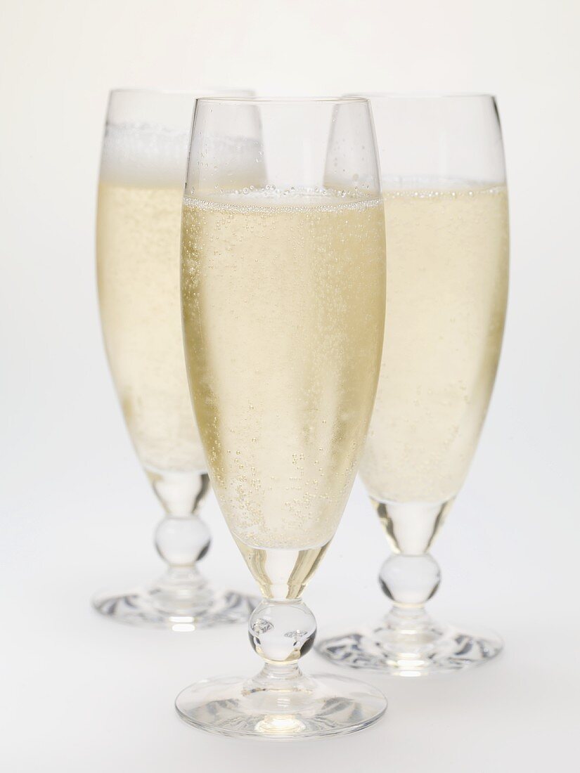 Three glasses of sparkling wine