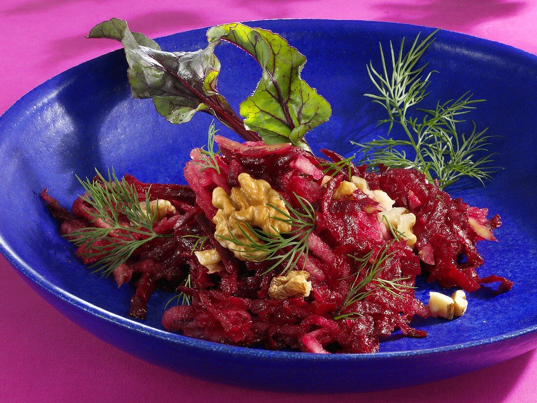 Beetroot and apple salad with walnuts