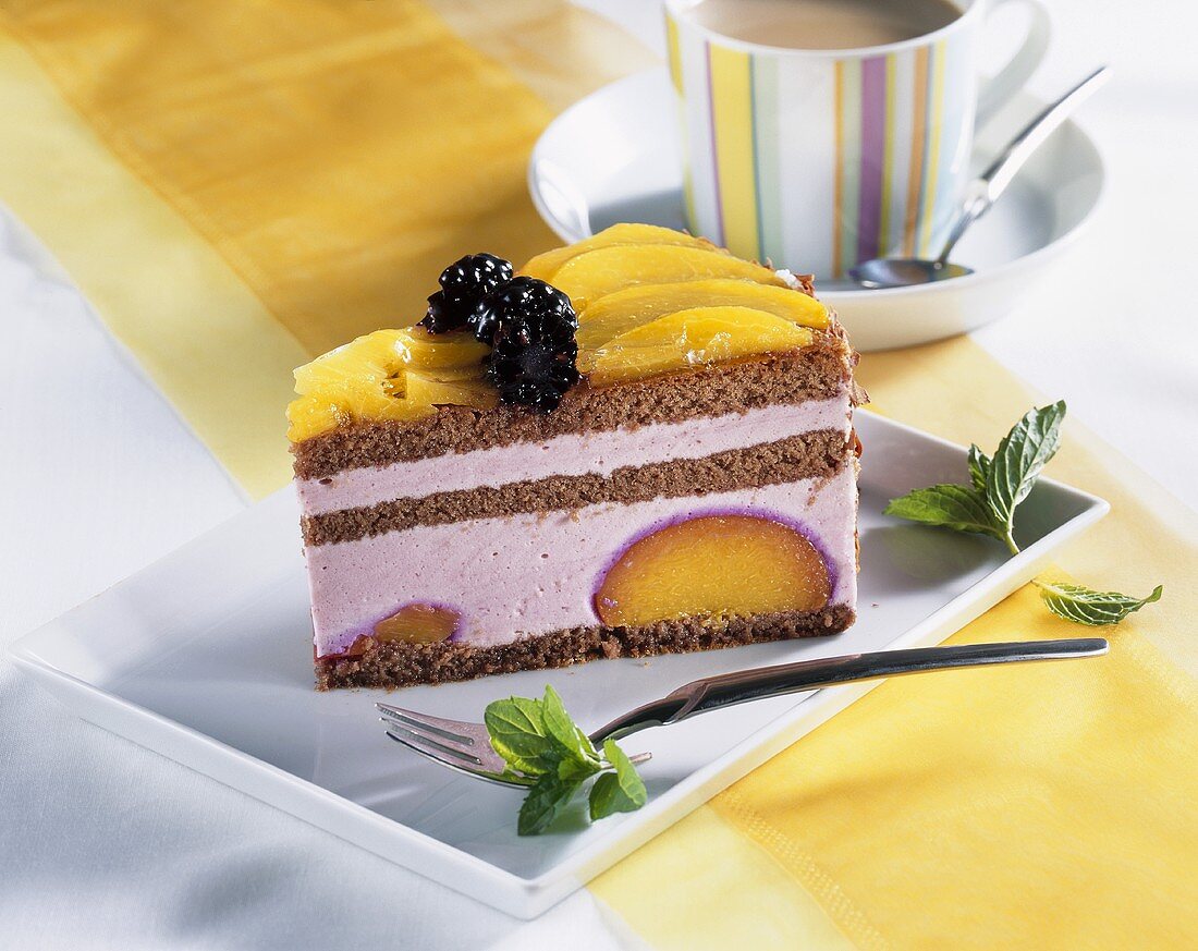 Peach and blackberry cake