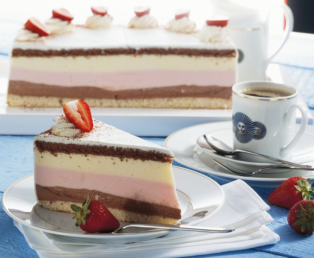 Neapolitan blancmange cake