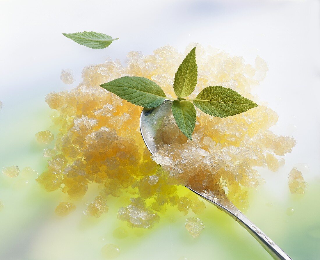 Orange granita with mint