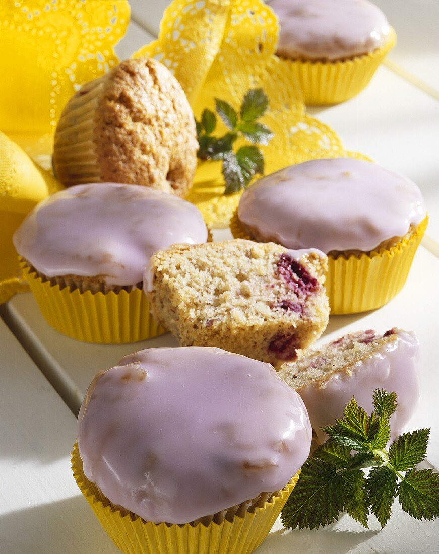 Raspberry and hazelnut muffins