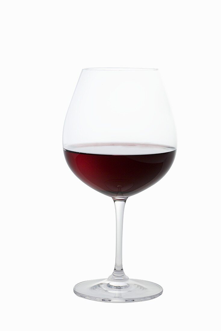 Glass of Red Wine on White Background
