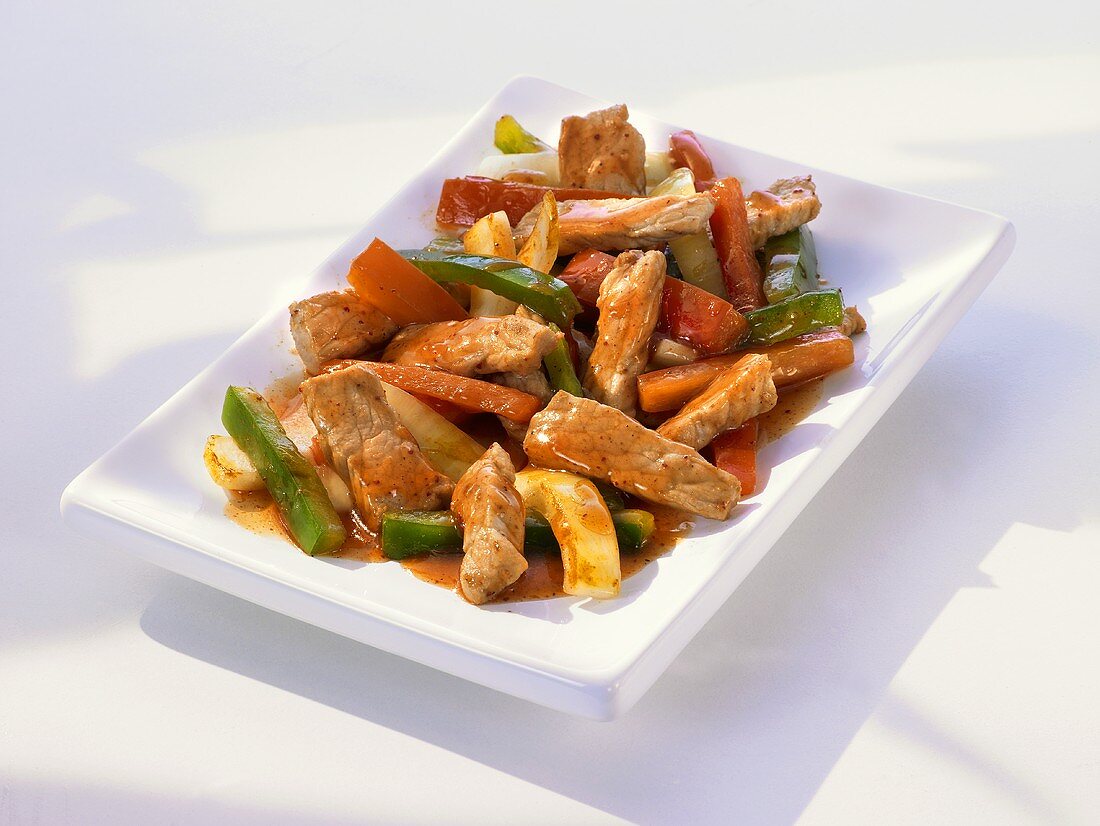 Sweet and sour pork with peppers