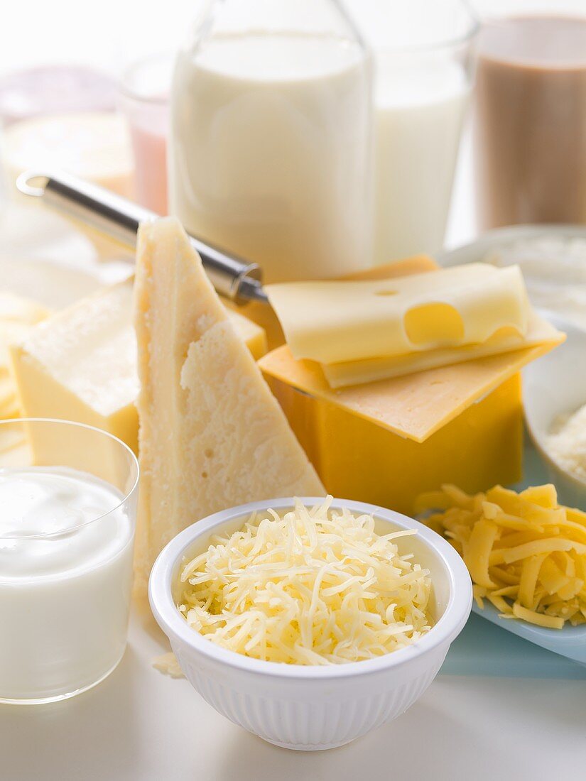 Various cheeses and dairy products