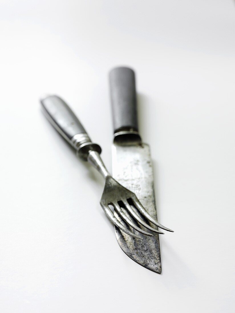 Antique knife and fork
