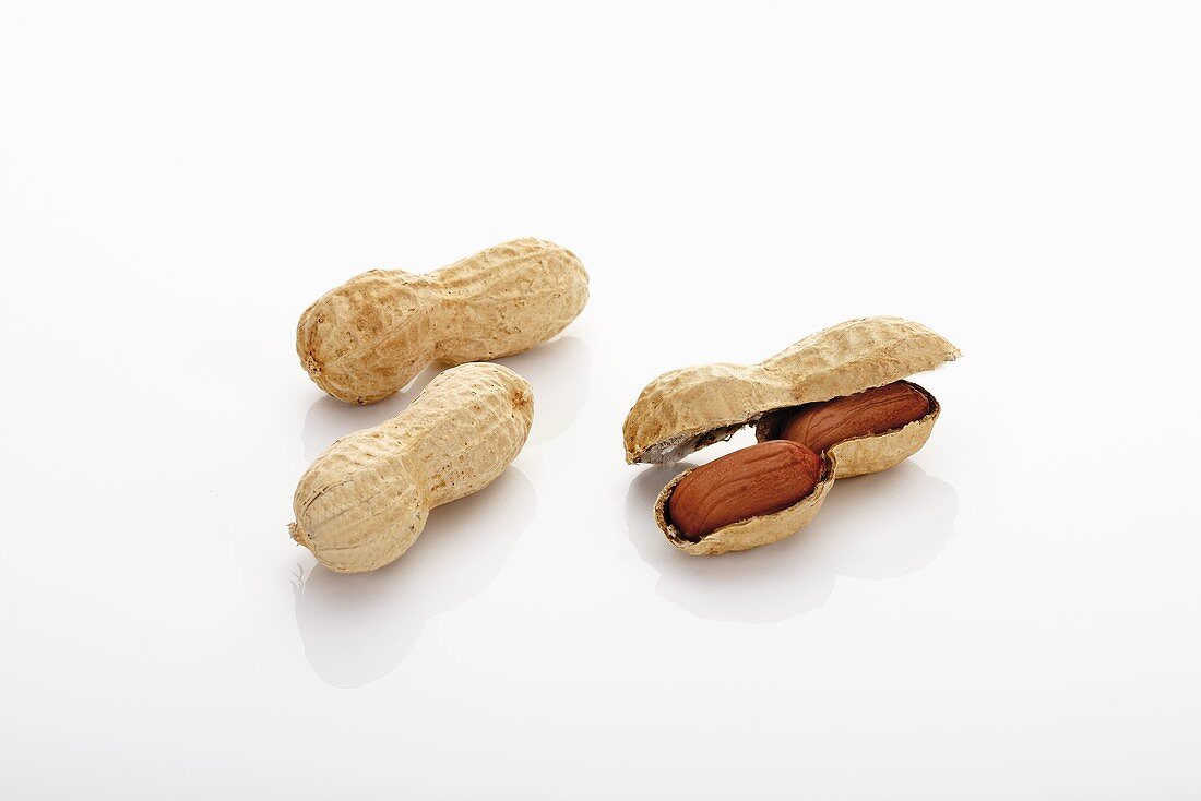 Three peanuts, one opened