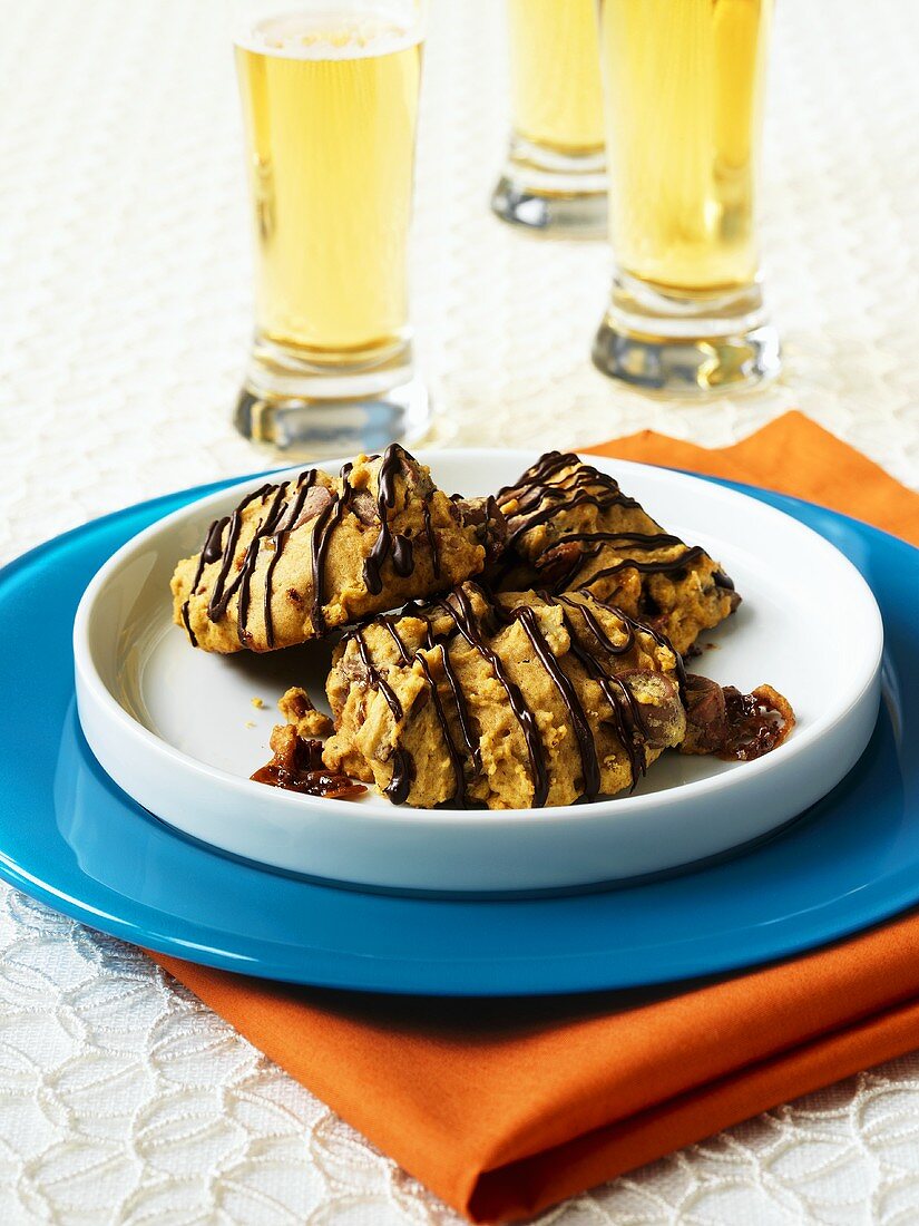 Kürbis-Karamell-Cookies mit Schokostreifen