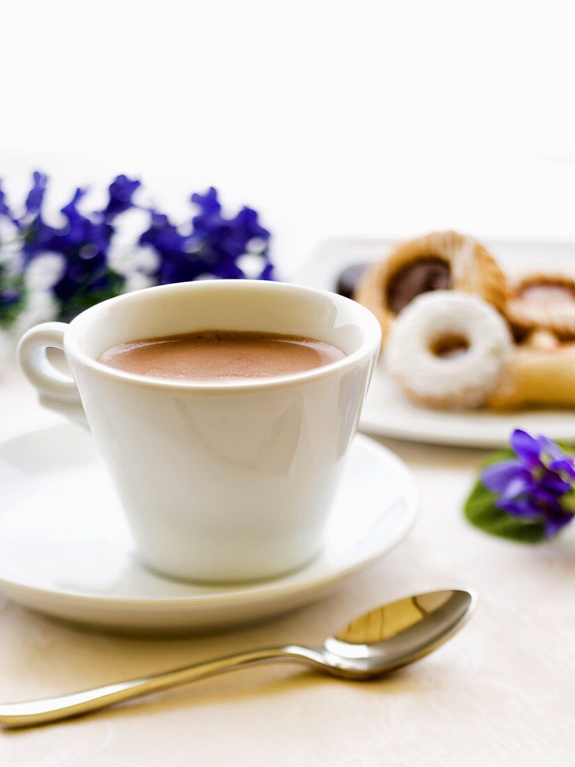 Hot chocolate with biscuits