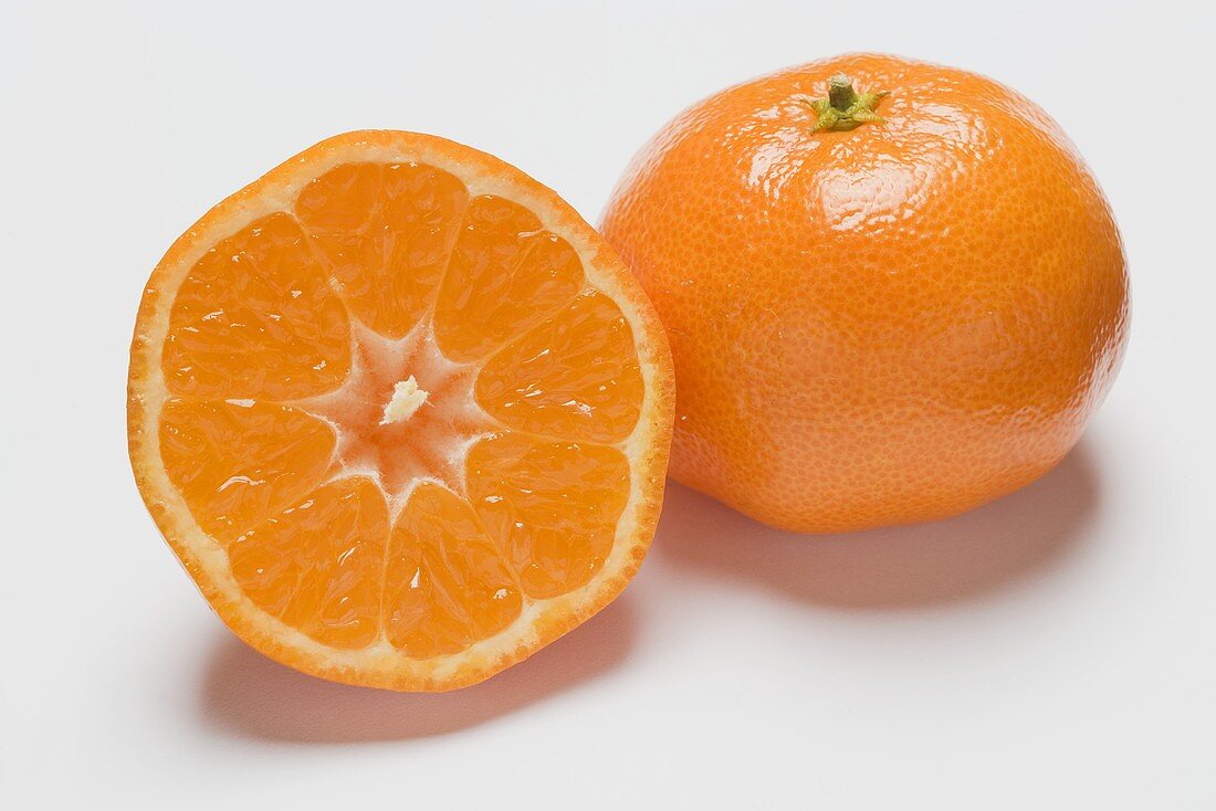Whole clementine and a half clementine