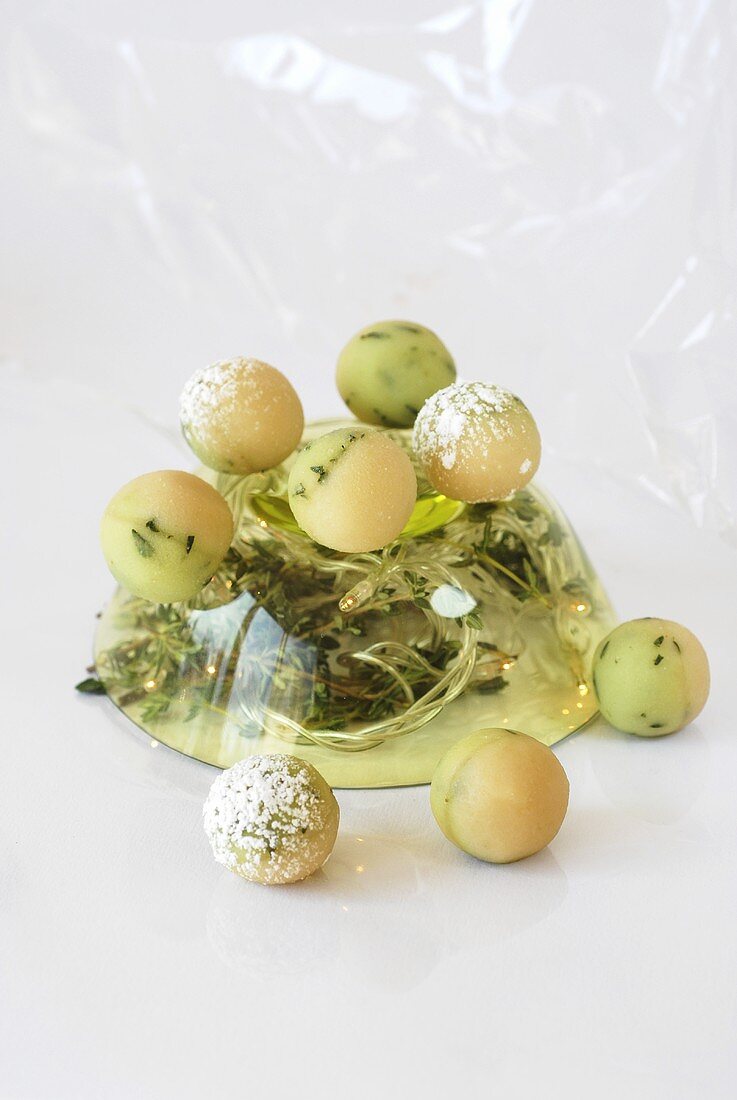 Herb marzipan truffles