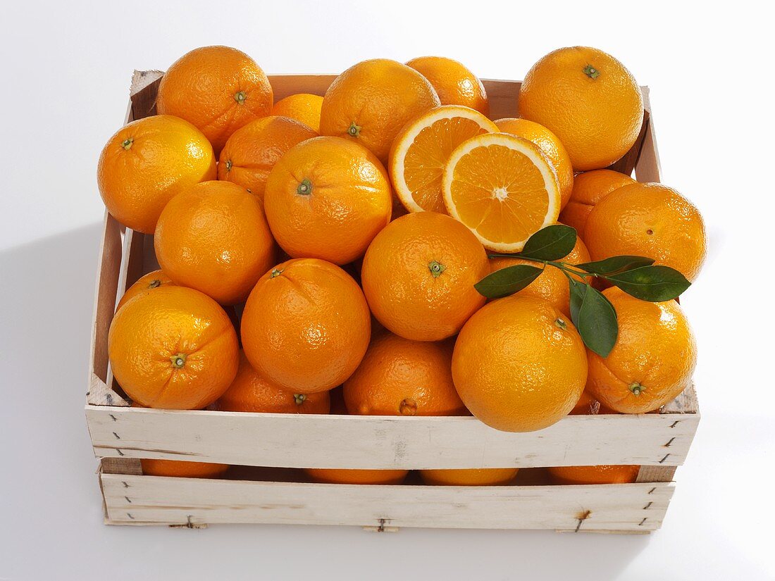 Oranges in crate